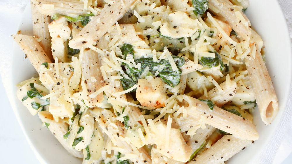 Spinach Artichoke Chicken Pasta (Low FODMAP & GERD-Friendly Options)