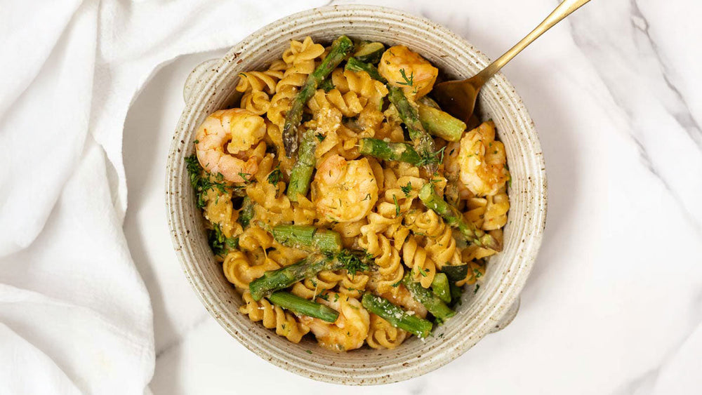 GERD-Friendly One-Pot Spring Shrimp Pasta