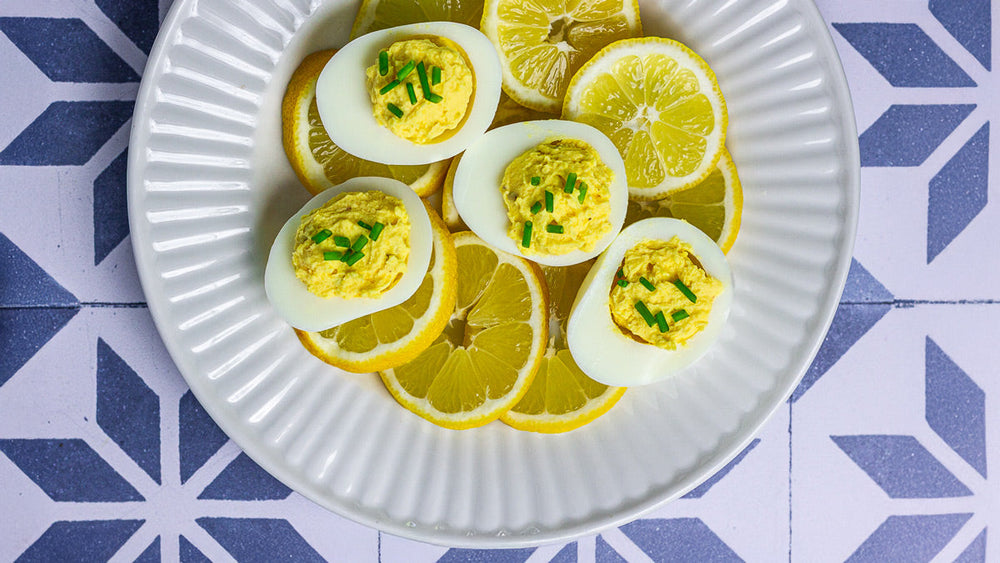 Low FODMAP Lemon Chive Deviled Eggs