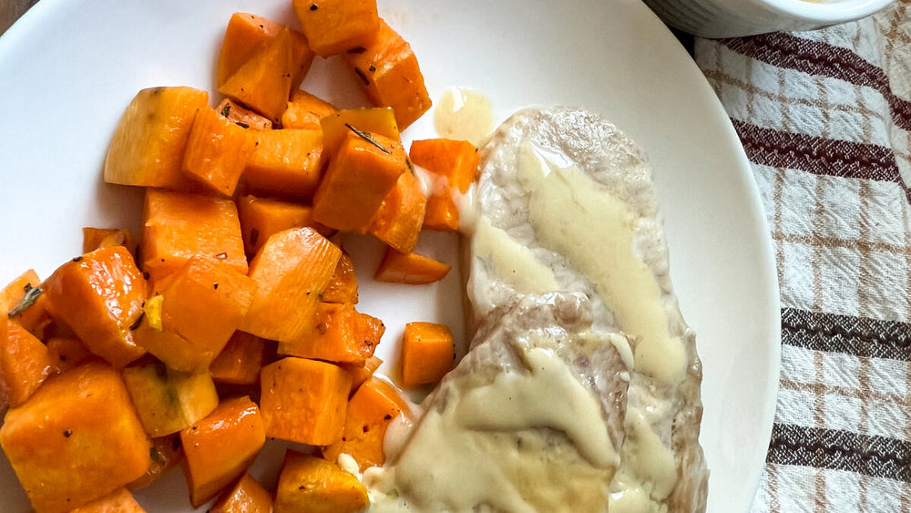 Reflux-Friendly Pork Chops with Roasted Sweet Potatoes