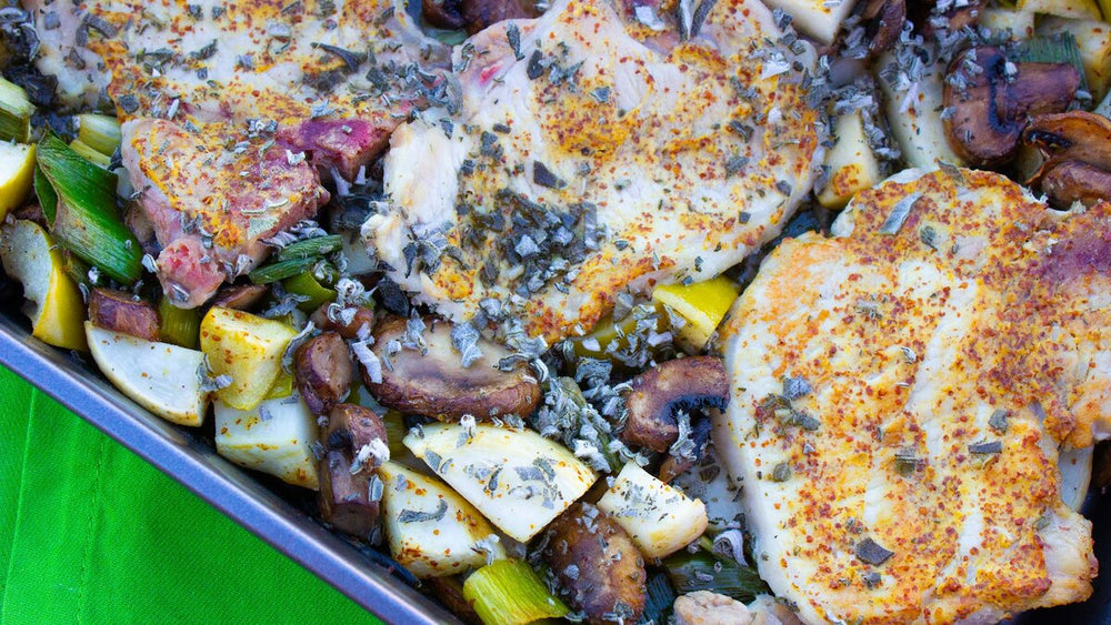 Winter Pork Chops with Roasted Parsnips