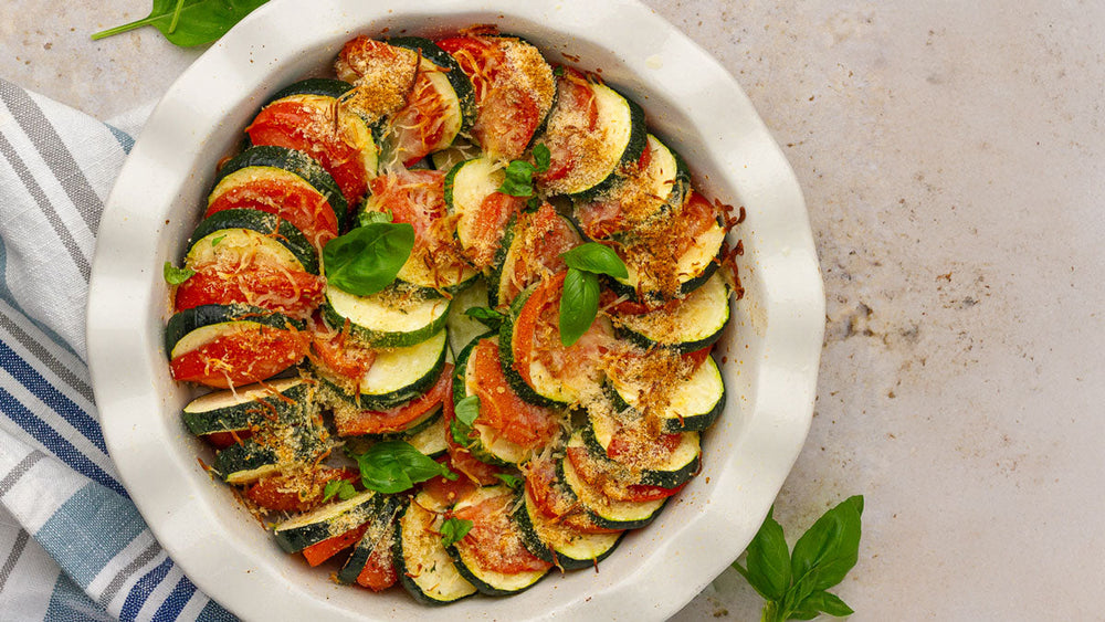 Summer Zucchini and Tomato Gratin (Low-FODMAP-Friendly)