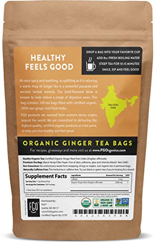 Organic Ginger Tea Bags (100 Tea Bags)