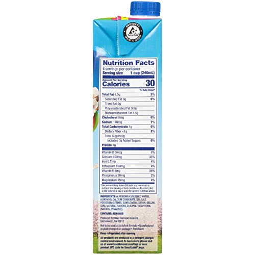 Unsweetened Original Almond Milk (Pack of 12, 32 oz each)