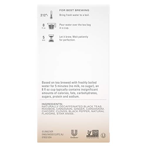 Decaf Chai Caffeine Free Black Tea Bags (20 Count, Pack of 6)