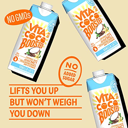 Vita Coco Boosted Coconut Water, Vanilla Latte (Pack of 12)