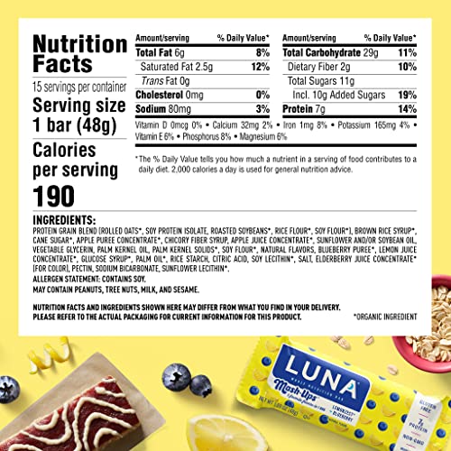 Gluten-Free Lemon Zest and Blueberry Snack Bars (15 ct)