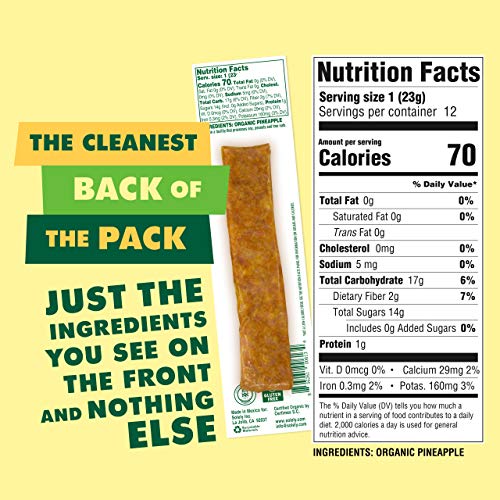 Organic Pineapple Fruit Jerky (12 Strips)