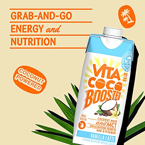 Vita Coco Boosted Coconut Water, Vanilla Latte (Pack of 12)