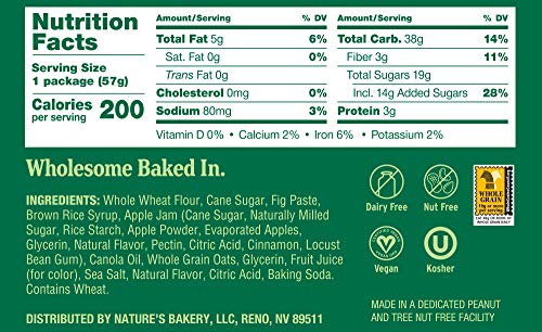 Apple Cinnamon Whole Wheat Fig Vegan Snack Bars (6 ct)