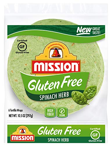 Gluten Free Spinach Herb Tortilla Wraps (6 Count)