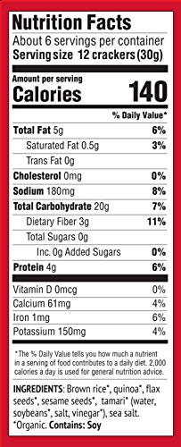 Organic Brown Rice, Flax & Sesame Seeds Crackers (Pack of 6)