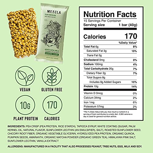 Gluten-Free Vegan Plant Protein Bars - Japanese Matcha Vanilla (8 Pack)