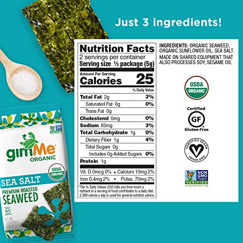 Organic Roasted Seaweed with Sea Salt (6 count)