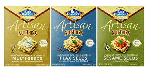 Artisan Nut Thins Crackers, (3 Box Variety Bundle)