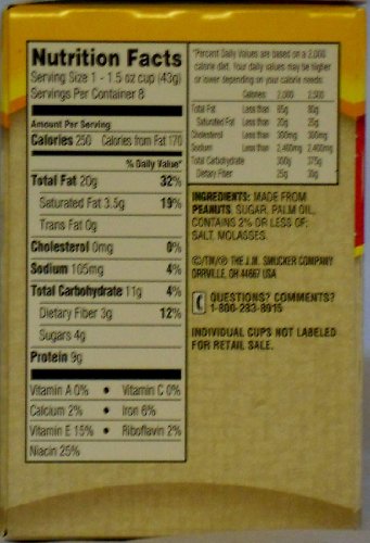 Natural Creamy Peanut Butter 8 cups, (Pack of 3)