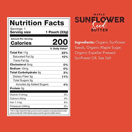 Maple Organic Sunflower Seed Butter (20 Single Serve Packs)