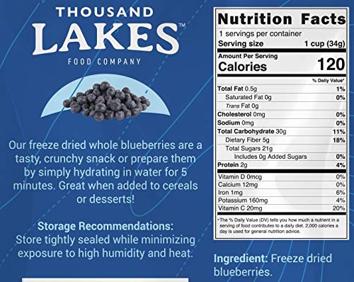 Freeze Dried Blueberries (Pack of 2, 1.2 oz each)