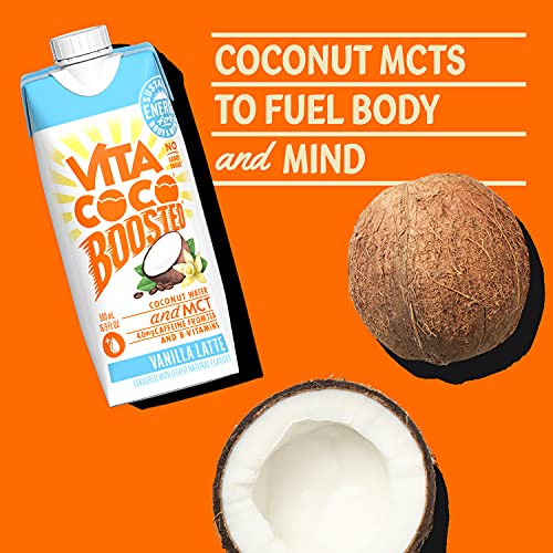 Vita Coco Boosted Coconut Water, Vanilla Latte (Pack of 12)
