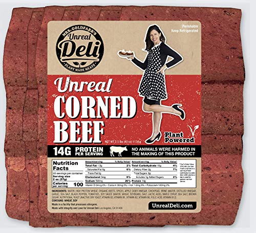 Unreal Corned Beef, Thin-sliced, Plant-based Corned Beef, 100% Vegan (1 Pound)