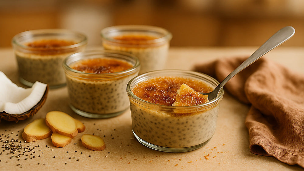 Coconut Ginger Chia Creme Brulee