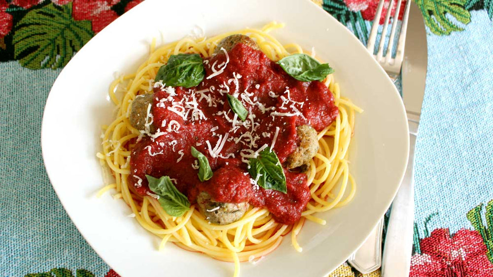 Turkey Meatballs and Tomato-Free Pasta Sauce