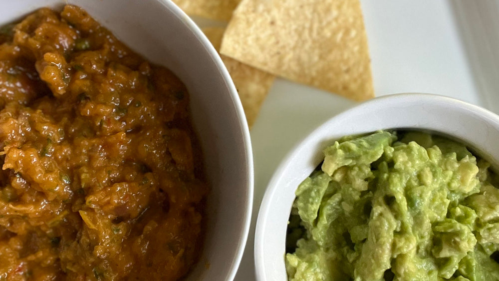 Roasted Pepper Salsa and Easy Guacamole