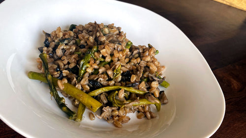 Main Dishes: Wild Mushroom & Asparagus Farro Risotto