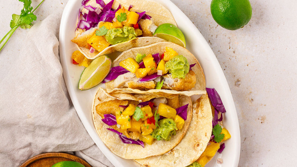 Crispy Fish Tacos with Pineapple Red Bell Pepper Salsa