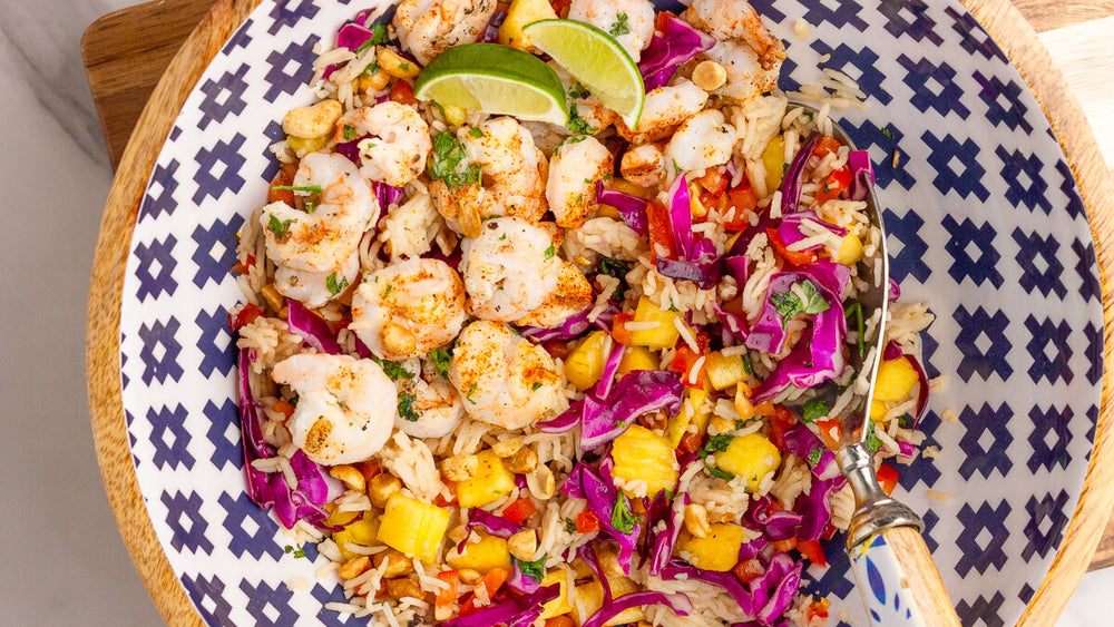 Low FODMAP Grilled Shrimp and Pineapple Rice Salad