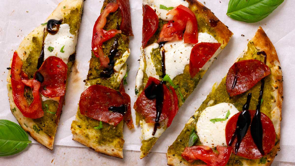 Pepperoni Caprese Flatbread Pizza