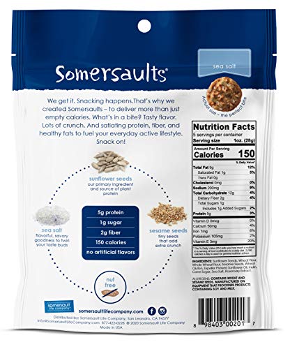 Somersaults Sunflower Seed Bites (5oz, Pack of 6)
