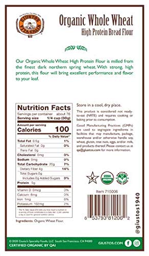 Organic Whole Wheat High Protein Flour (5lb Bag)