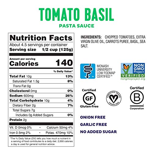 Low FODMAP Tomato Basil Pasta Sauce (3 Pack)
