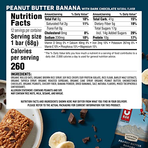 Peanut Butter Banana with Dark Chocolate Energy Bars (12 ct)