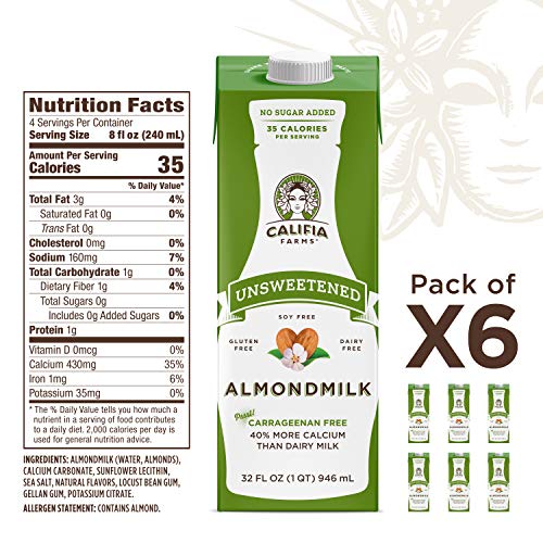 Unsweetened Almond Milk (32 Oz, Pack of 6)